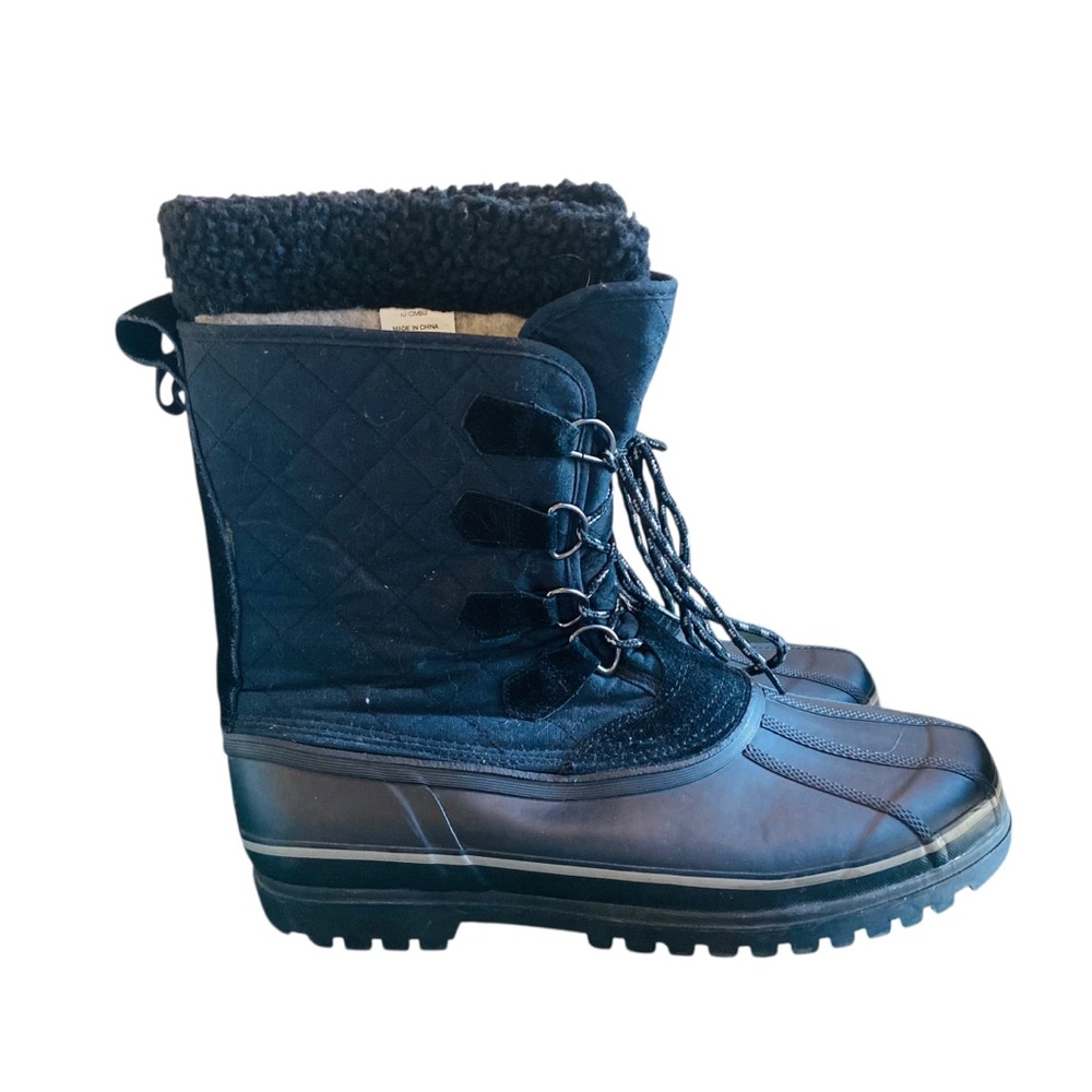 KHOMBU Black Men’s Lace Up Snow Boots Steel Shank